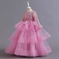 New Western-style Long-sleeved Sequin Children's Gauze Princess Skirt