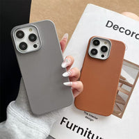 Simple Phone Case Plain Leather Solid Color High Sense Protective Cover