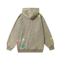 Star Letters Printed Long-sleeved Hooded Sweater For Men