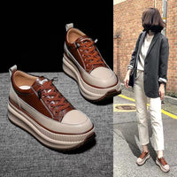 Inner-increasing Sports Shoes Women's Platform Thick-soled Lace-up Breathable Casual Shoes