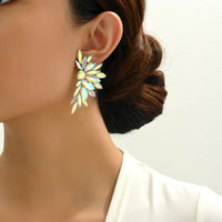 Luxury Crystal Wing Stud Earrings Statement Rhinestone Sparkly Elegant Jewelry For Women Party Wedding Bridal Prom