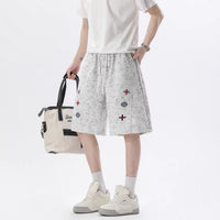 Men's Loose-Fit Embroidered Patchwork Sports Shorts