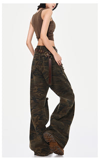 High Street Ripped Brushed Camouflage Jeans