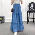 Vintage Minimalist A-line Elastic High Waisted Denim Skirt