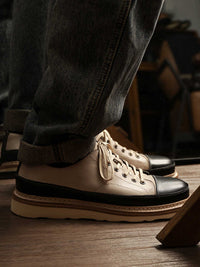 Vintage Vintage Handmade Board Shoes Genuine Leather Platform Casual Shoes