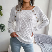 Women's Loose Casual Square Neck Sweater For Autumn And Winter