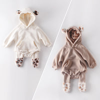 Baby Newborn Clothes Hooded Jumpsuit Plus Velvet Thickening