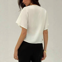 Commuter Irregular Button-Up Cardigan Short-Sleeve Shirt
