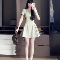 Women's Solid-Colored Casual All-Match Short-Sleeve Dress