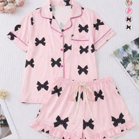 Cute Cartoon Short-sleeve And Shorts Loungewear Set