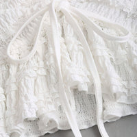 Womens Solid-Color Versatile Lace-trimmed Tutu Skirt