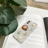 Gem Crescent Retro Small Number Of Three-dimensional Transparent Phone Case
