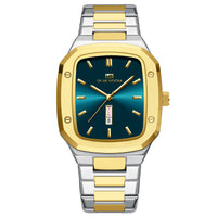 Business Rectangular Creative Dual-Date Steel-Strap Mens Watch