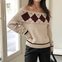 Sexy And Elegant Off-the-shoulder Loose Sweater
