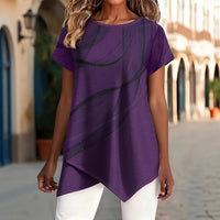 Fashionable New Arrival Crew-Neck Top With Artistic Line Design And Print Pattern