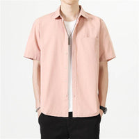 Cotton Short-sleeved Casual Solid Color Shirt Coat