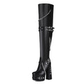 Rivet Punk Gothic Chunky-Heel Over-the-Knee Boots