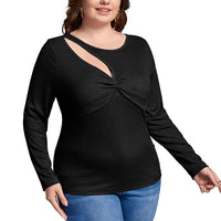 Women's Slim-fit Solid Color Long-sleeved Top With Delicate Sexy Hollow-out Design