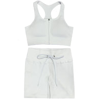 Seamless Yoga Suit Threaded Vest Short Sleeve Shorts Two-piece Suit