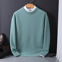 Pure Wool Sweater Men's Round Neck Pullover