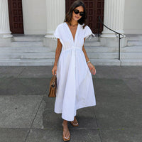 Fashionable Slim-fit V-neck A-line Versatile Dress For Women