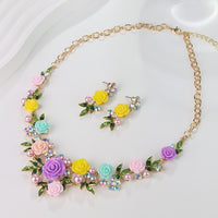 Camellia Suit Three-dimensional Flower Earrings Necklace