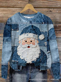 Womens Printed Saint-Like Sweater With A Crew Neck