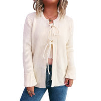 Commute Slim-fit Sunken Stripe Vertical Striped Bow Sweater