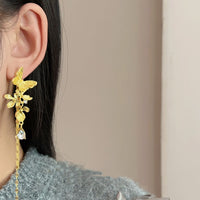 Women's Long Tassel Butterfly Earrings French Entry Lux Retro