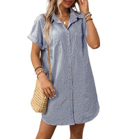 Women's Striped Cotton And Linen Dress Shirt