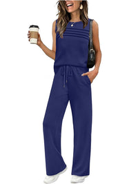 Womens Pleated Vest Top Two-Piece Set