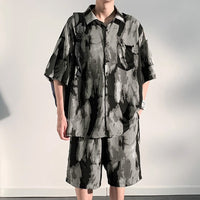 Cool Feeling Ice Silk Short Sleeve Shirt Shorts Loose And Handsome Clothes Set