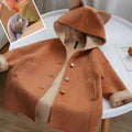 New Thick Mid-length Woolen Coat Children's Cartoon Cute Fox Woolen Coat