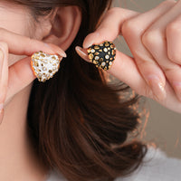 Gold Plating Silver Needle Zircon Dripping Oil Love Heart Earrings Autumn