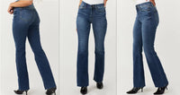 Ladies Mid Waist Slim-fit Stretch Flared Jeans