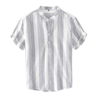 Cotton Breathable Casual Short Sleeve Simple Striped T-shirt