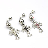 Rhinestone Cross Body Piercing Jewelry Belly Button Ring