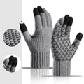 Winter Plus Velvet Thick Alpaca Knitted Wool Riding Touch Screen Gloves
