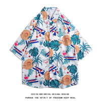 Men's Retro Hong Kong Style Short Sleeve Printed Shirt