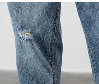Light-colored Jeans Men's Loose Straight Ripped Leisure Tapered Stretch