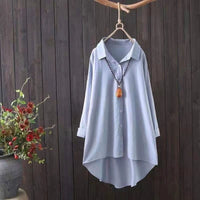 Women's Mid-length Loose Long Sleeve Cotton Shirt