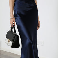 Acetate Silky Satin Women's A- Line Skirt Slimming