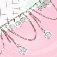 Retro Ethnic Tassel Geometric Coin Long Waist Chain