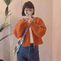 Loose Thickened Zipper Cardigan Long-sleeved Knitted Top