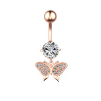 New Butterfly Zircon Belly Button Ring Belly Button Piercing Jewelry