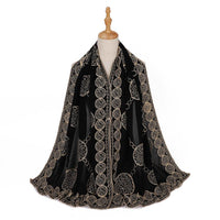 Ethnic Style Black Embroidered Toe Cap Shawl Scarf
