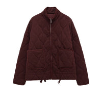 Womens Casual Relaxed-fit Retro Cotton Coat With A Stand-up Collar