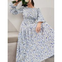 Long-sleeve Springfall Floral Print Dress