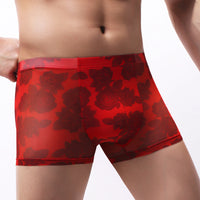 Men's Underwear Mesh Boxer Rose Printed Boxers
