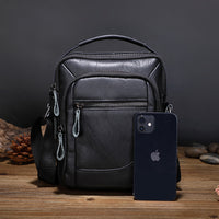 One Shoulder Genuine Leather Business Multifunction Men's Soft Leather Casual Messenger Bag